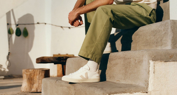 Leather and suede sneakers - Campo white and matcha