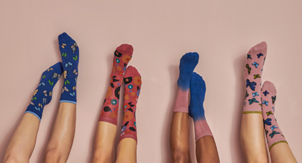 Box socks for women lilac flowers x4